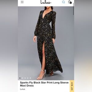 LULUS Elegant Black Starry Maxi Dress